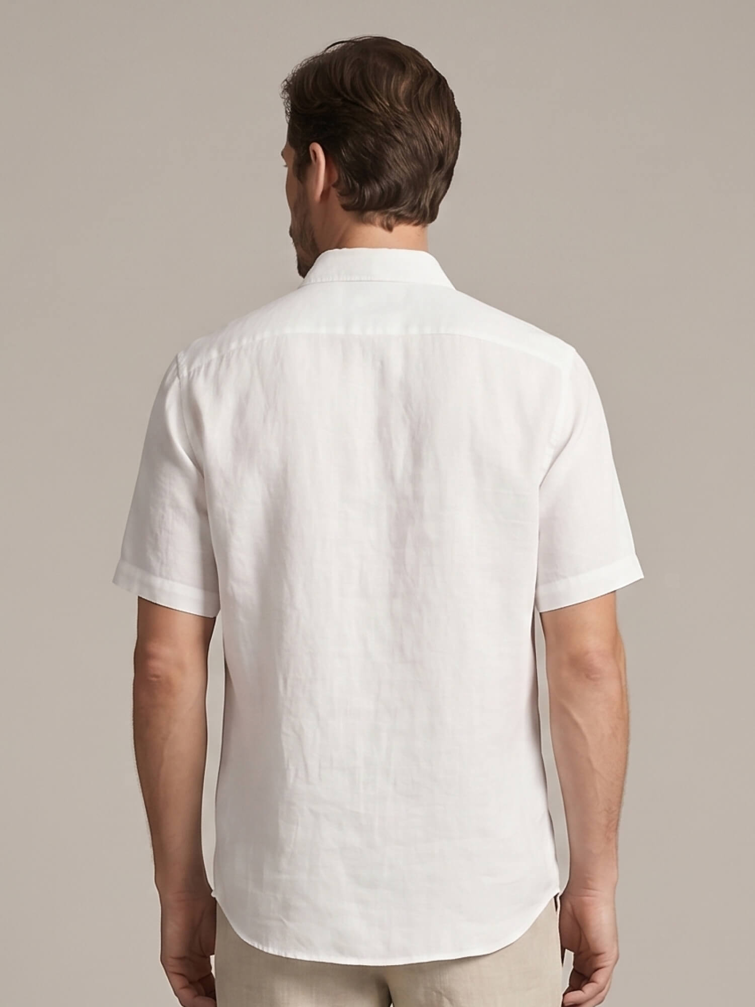 White 100% Pure Linen Half Sleeve