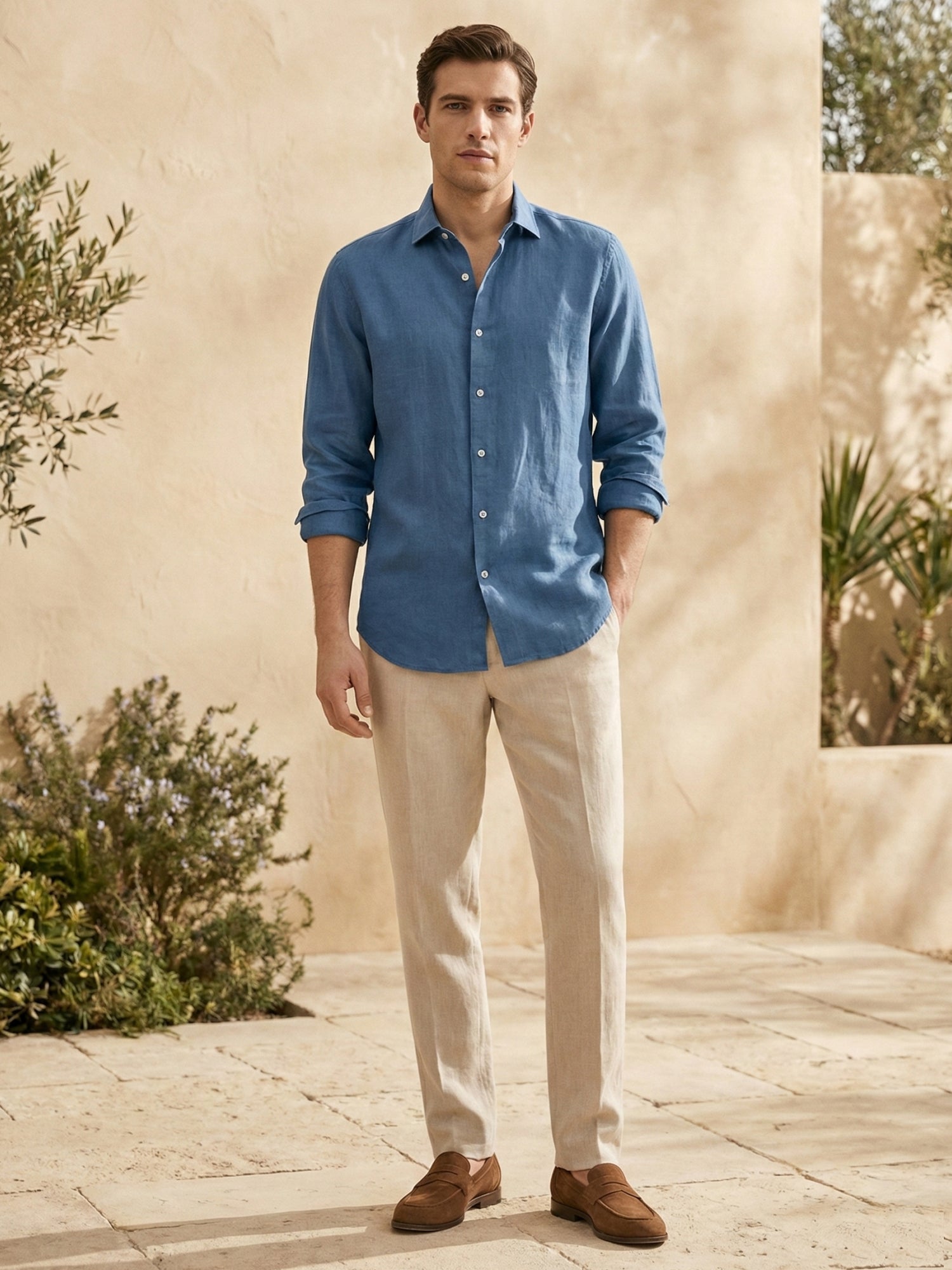 Dusty Blue 100% Pure Linen Shirt
