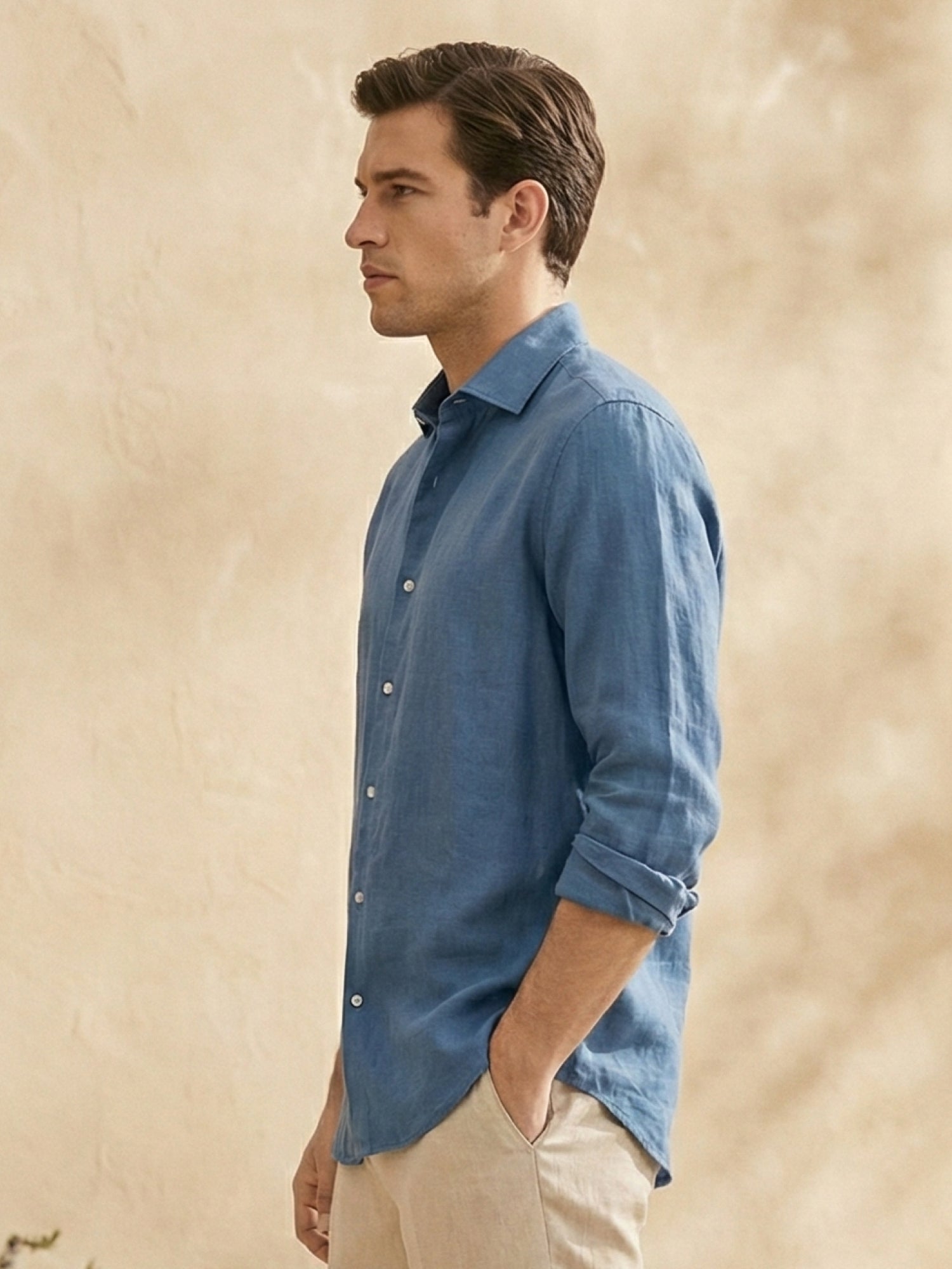 Dusty Blue 100% Pure Linen Shirt