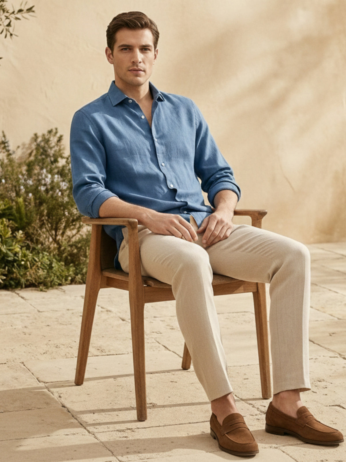 Dusty Blue 100% Pure Linen Shirt