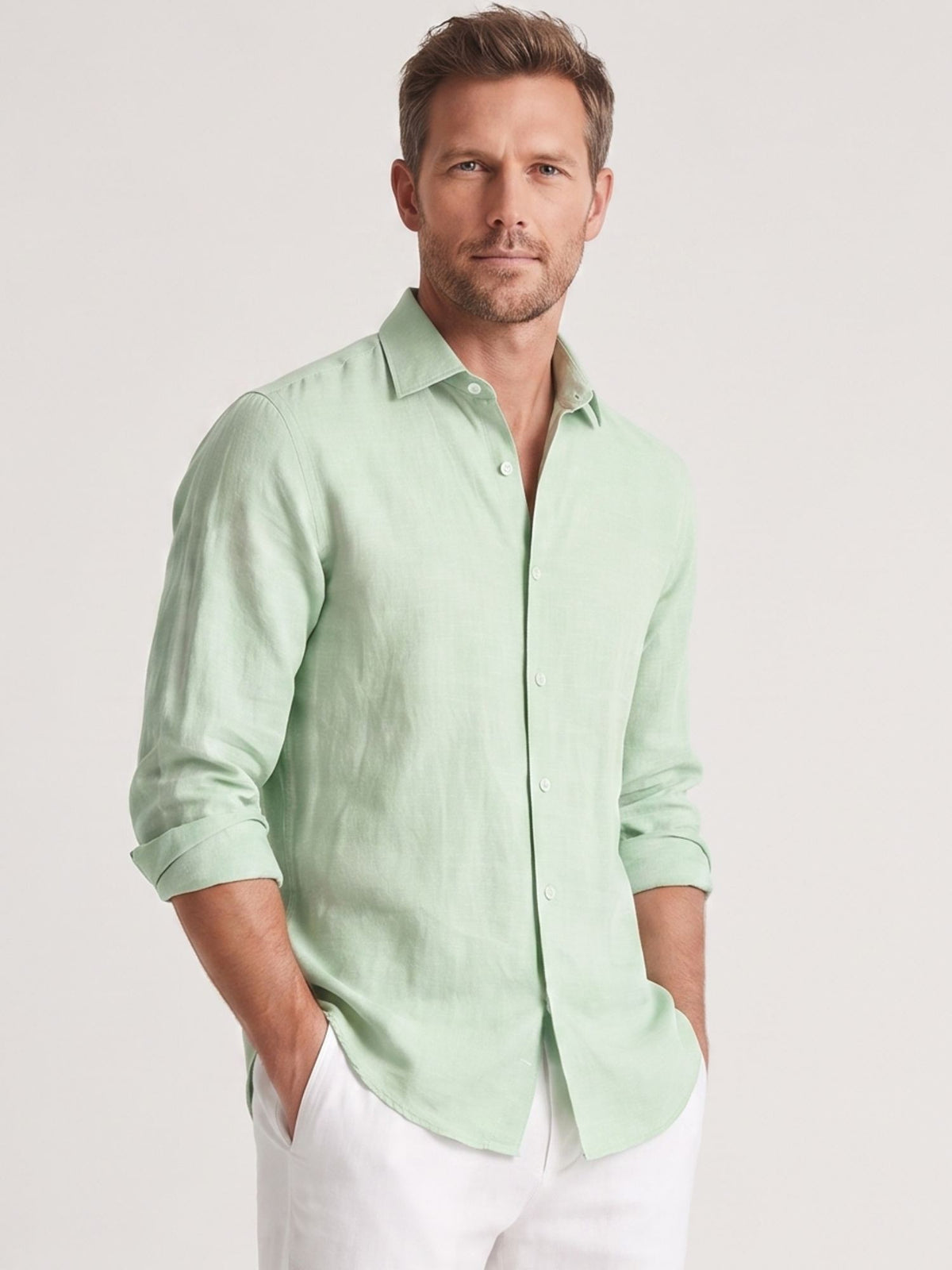 Light Basil 100% Pure Linen Shirt