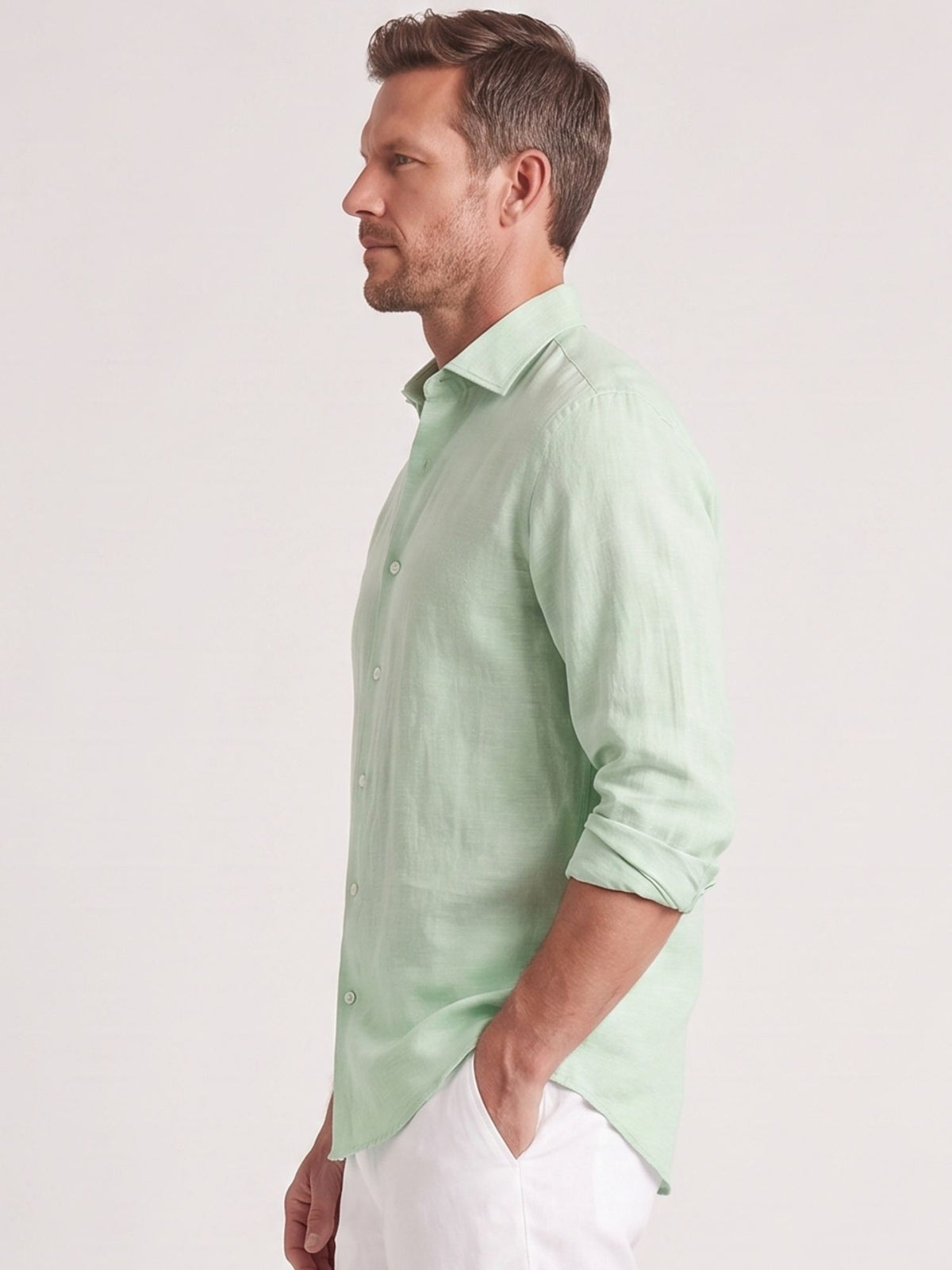 Light Basil 100% Pure Linen Shirt