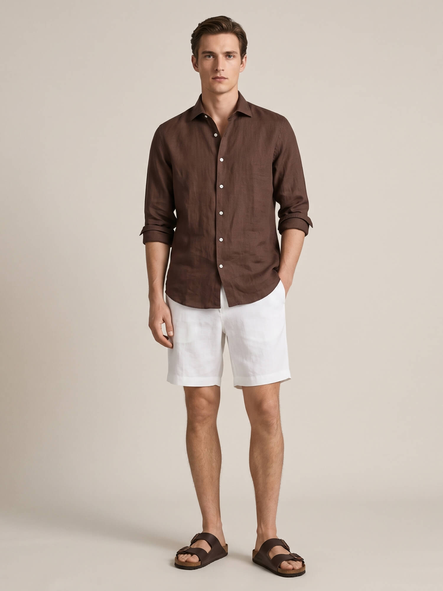 Walnut Brown 100% Pure Linen Shirt
