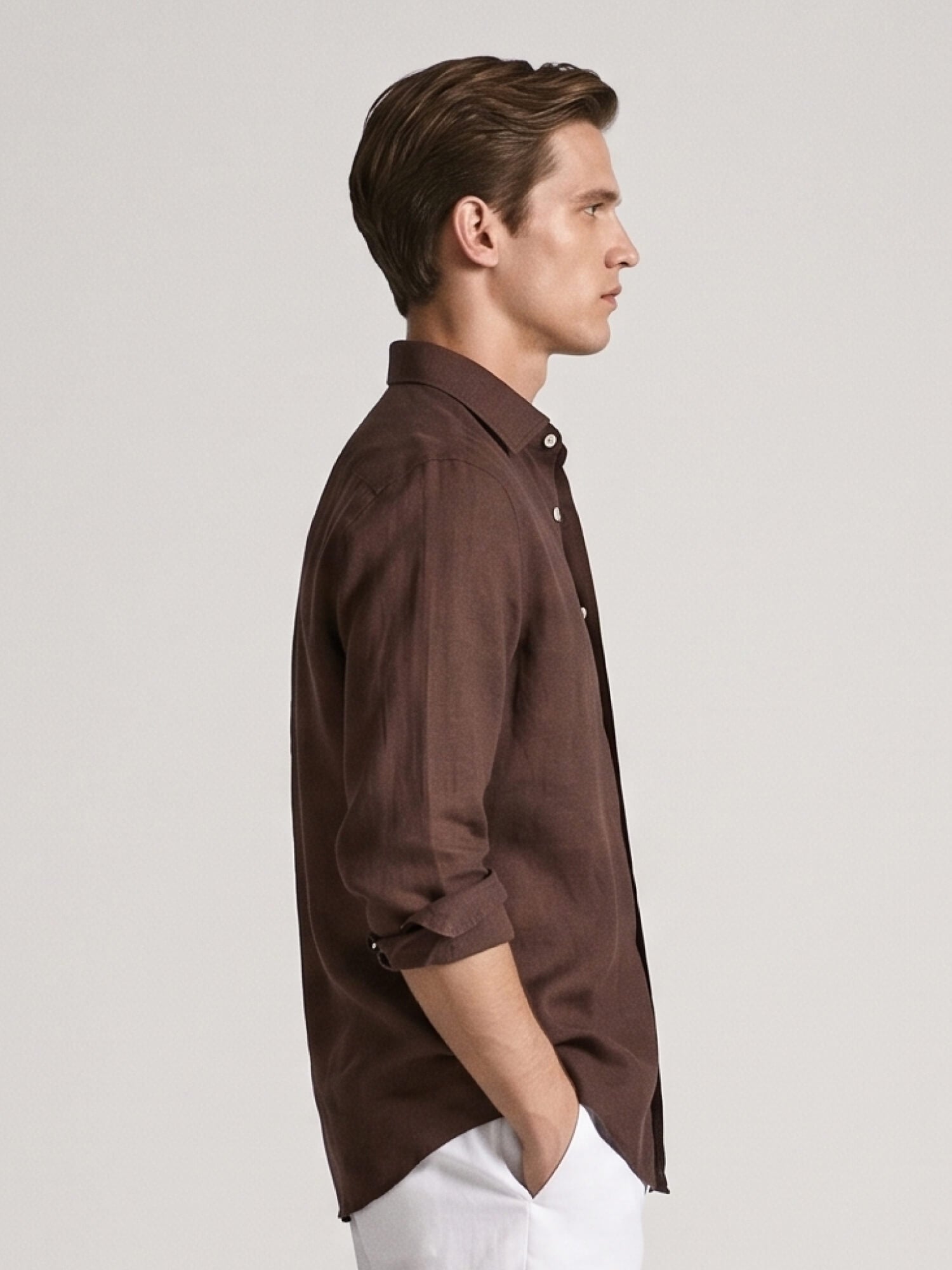 Walnut Brown 100% Pure Linen Shirt