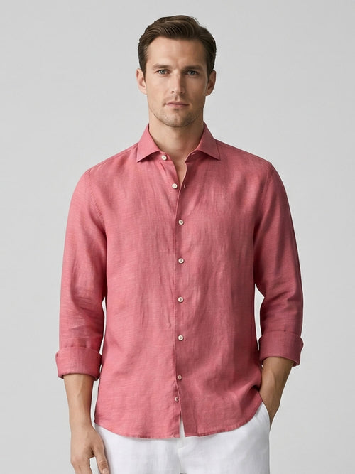 Terracotta Red 100% Pure Linen Shirt