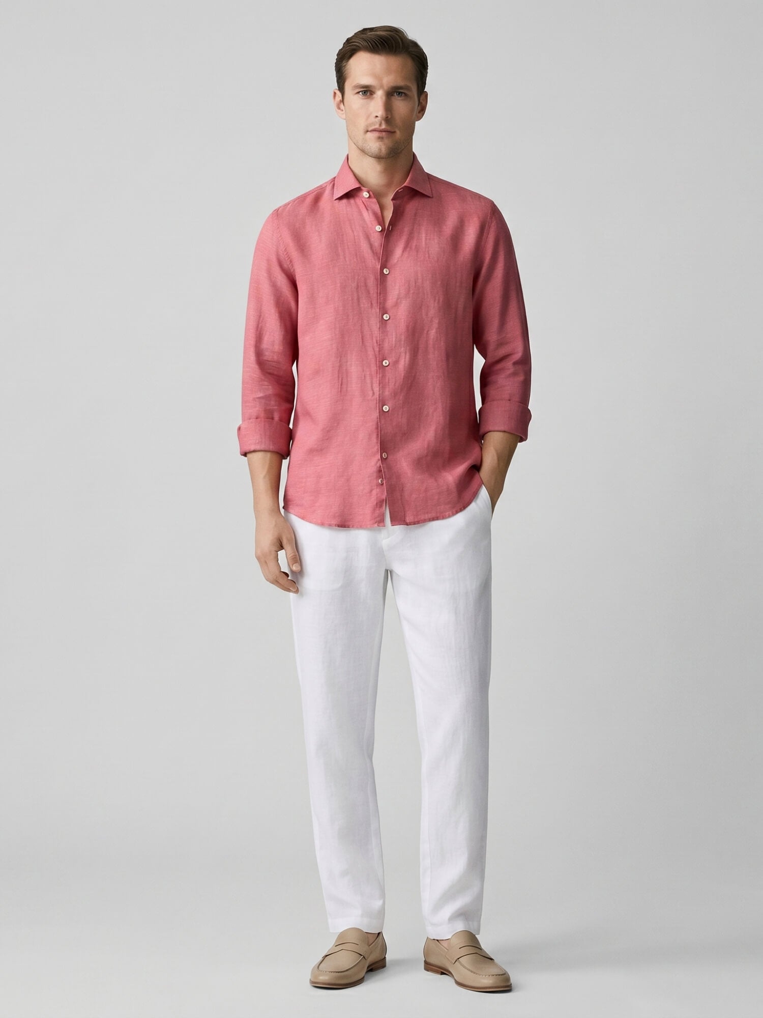Terracotta Red 100% Pure Linen Shirt