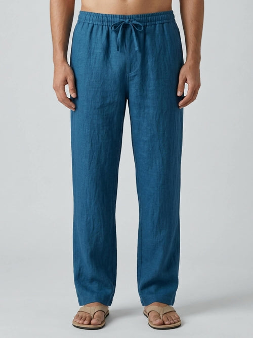 Galaxy Blue 100% Pure Linen Everyday Pants