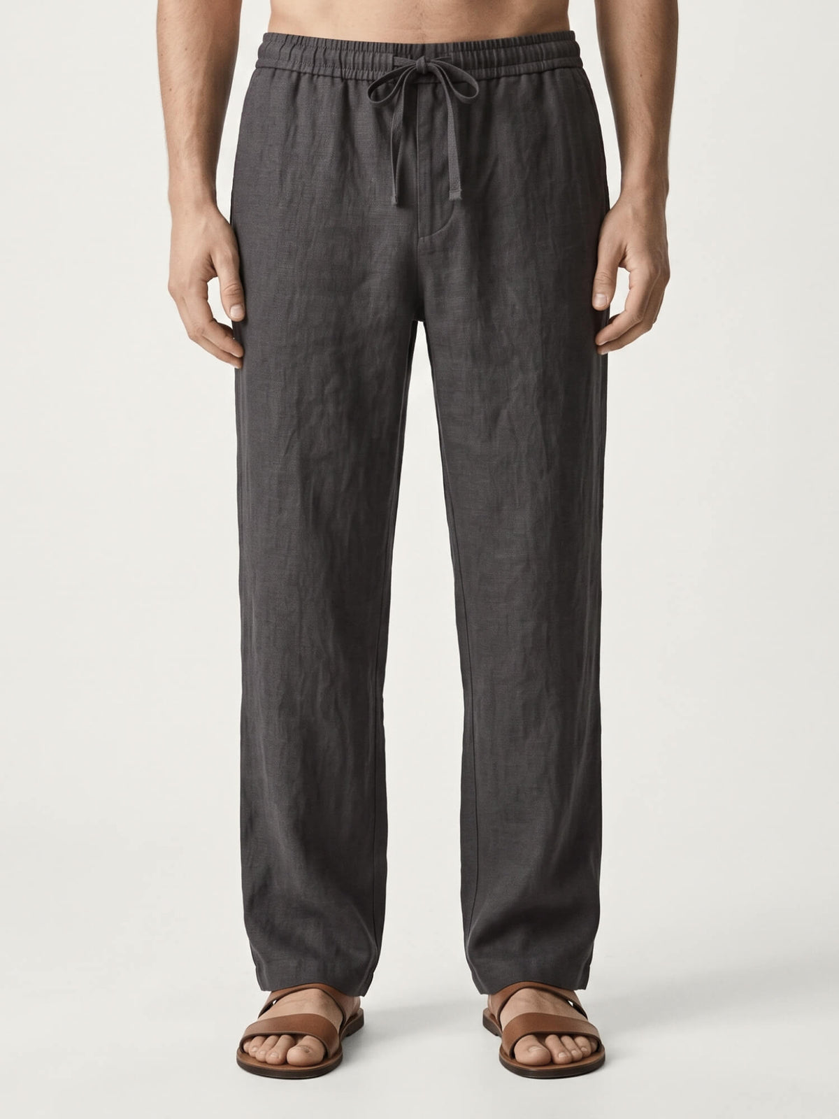 Charcoal Gray 100% Pure Linen Everyday Pants