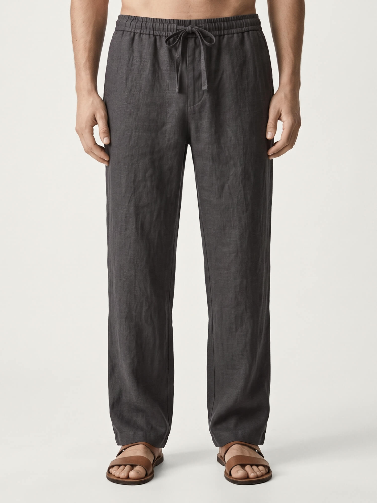 Charcoal Gray 100% Pure Linen Everyday Pants