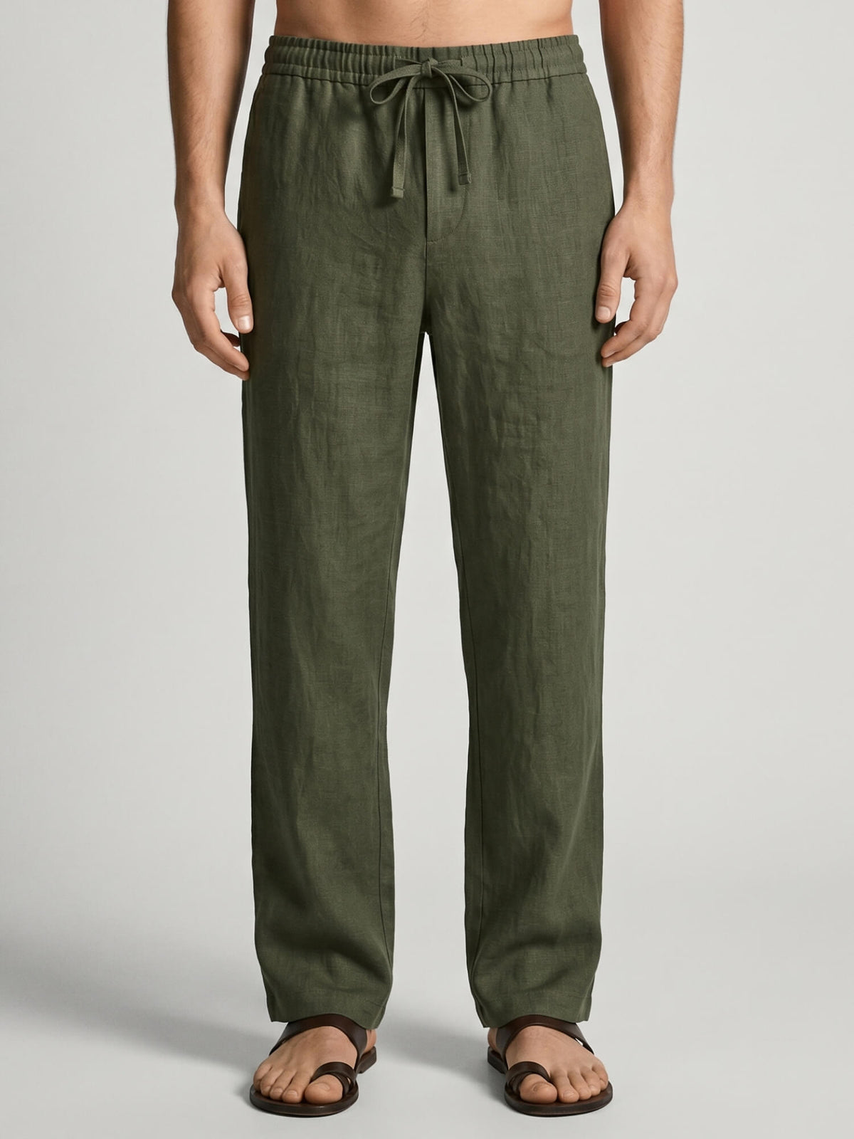 Deep Olive 100% Pure Linen Everyday Pants