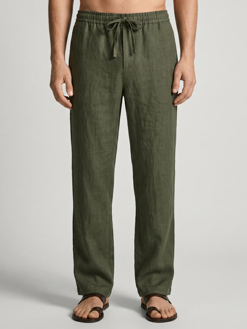 Deep Olive 100% Pure Linen Everyday Pants
