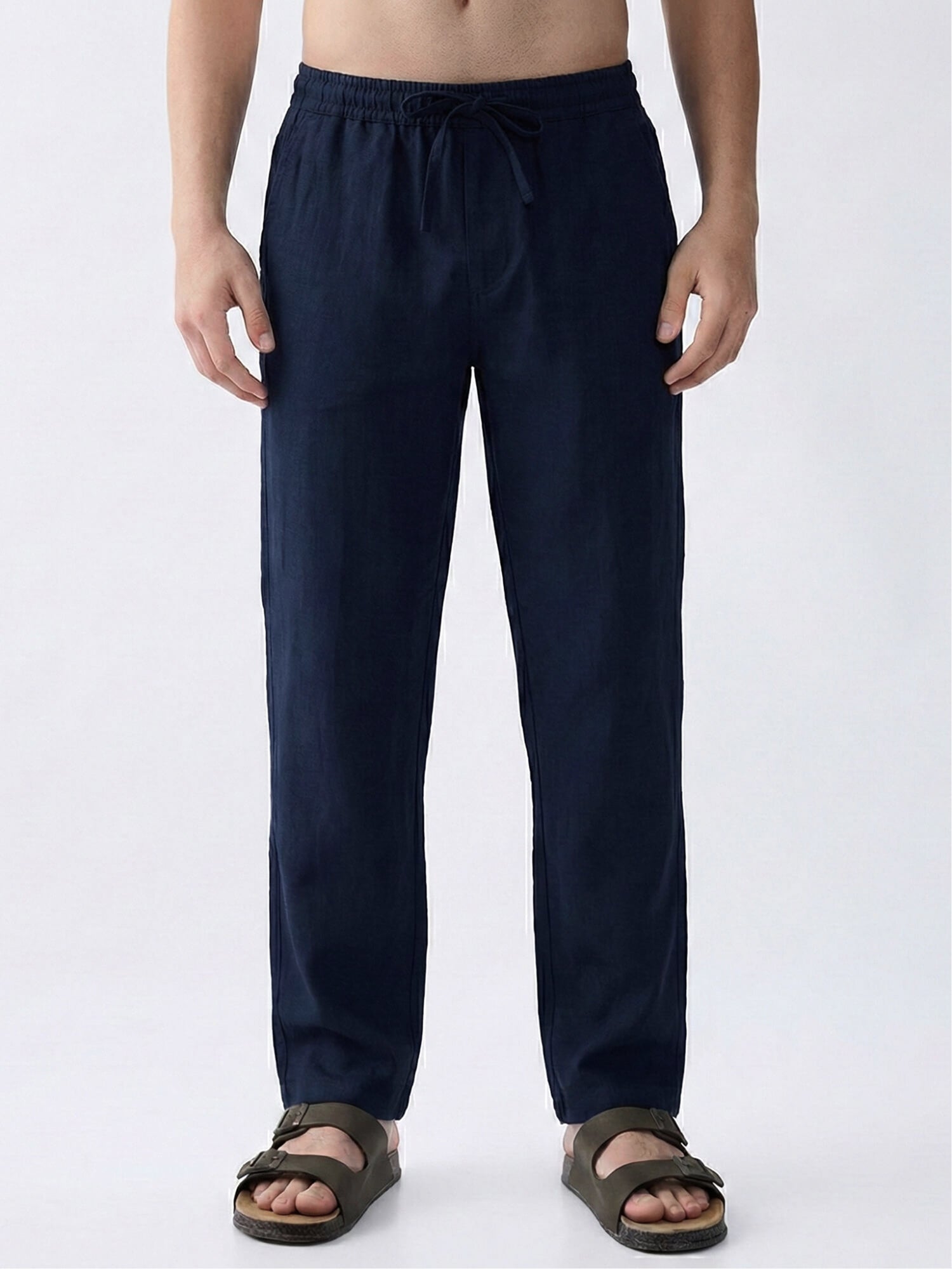 Navy 100% Pure Linen Everyday Pants