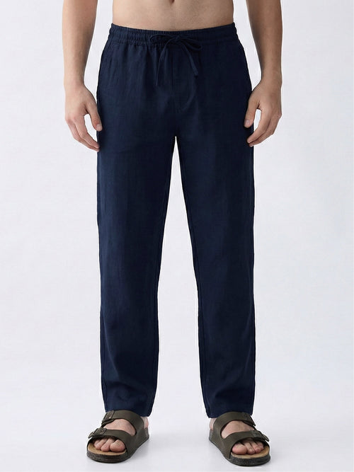 Navy 100% Pure Linen Everyday Pants
