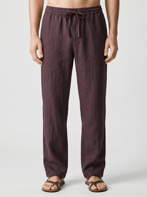Deep Plum 100% Pure Linen Everyday Pants