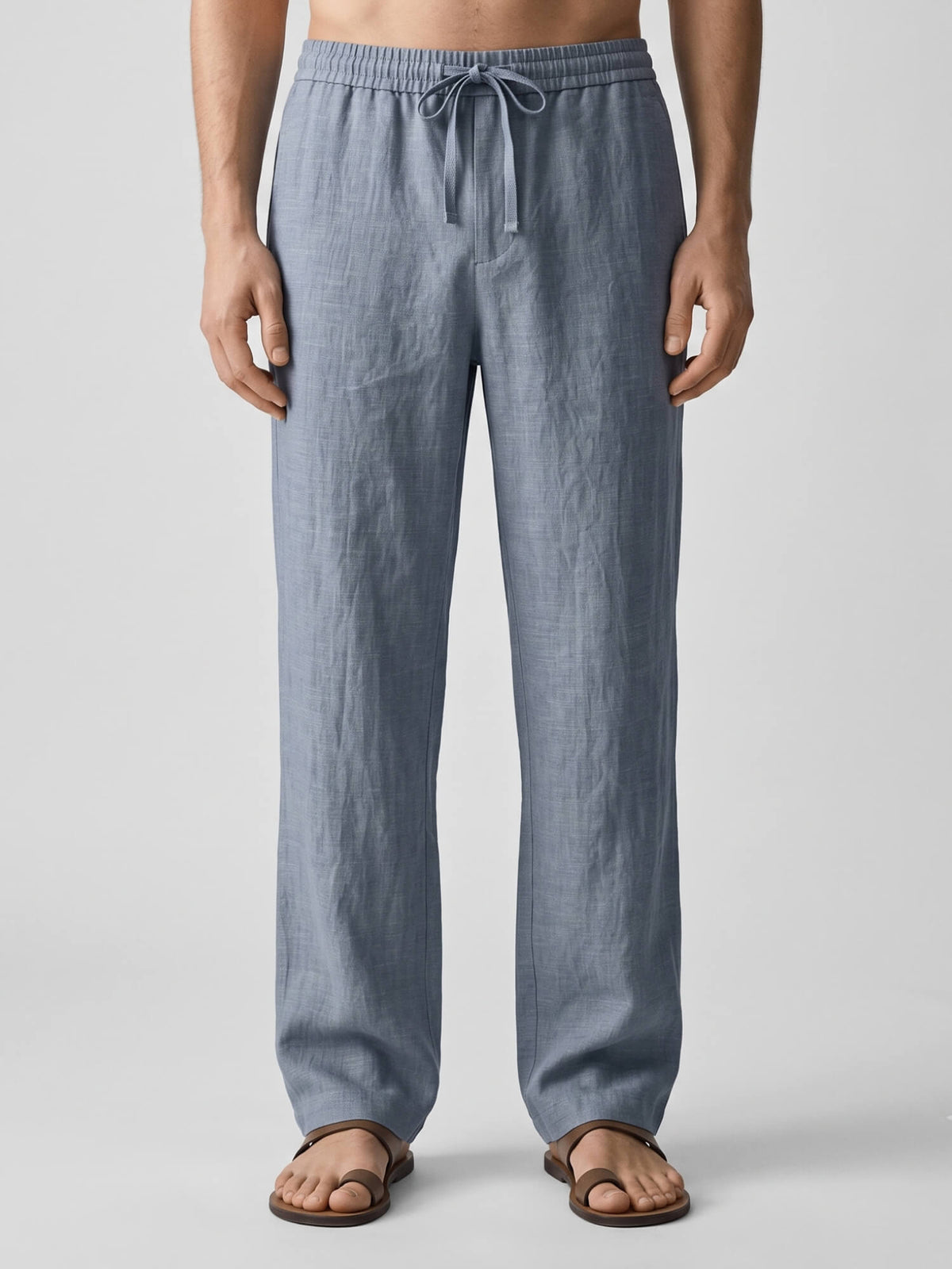 Cloud Blue 100% Pure Linen Everyday Pants