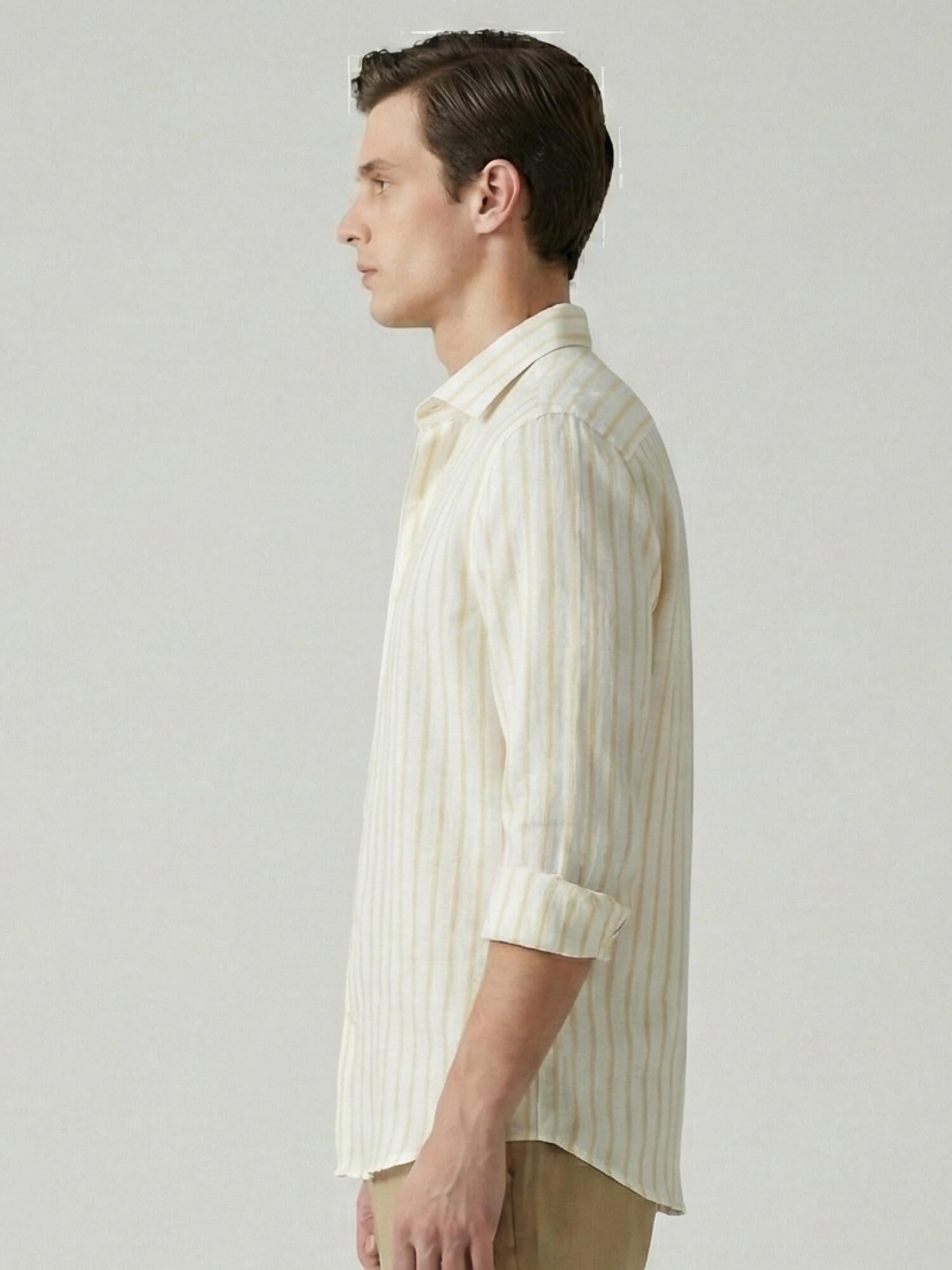 Ivory Gilded Luxe Striped 100% Pure Linen