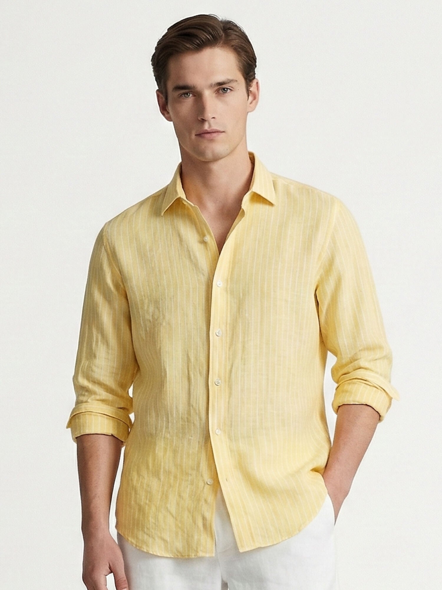 Sunlit Yellow Luxe Striped 100% Pure Linen