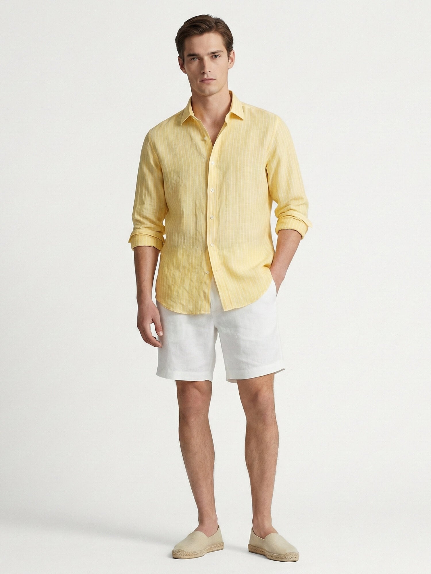 Sunlit Yellow Luxe Striped 100% Pure Linen