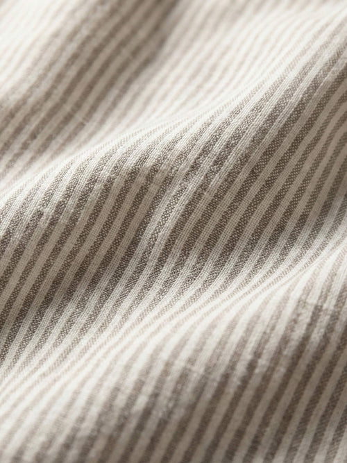 Brown Pinstripes 100% Pure Linen Short Kurta