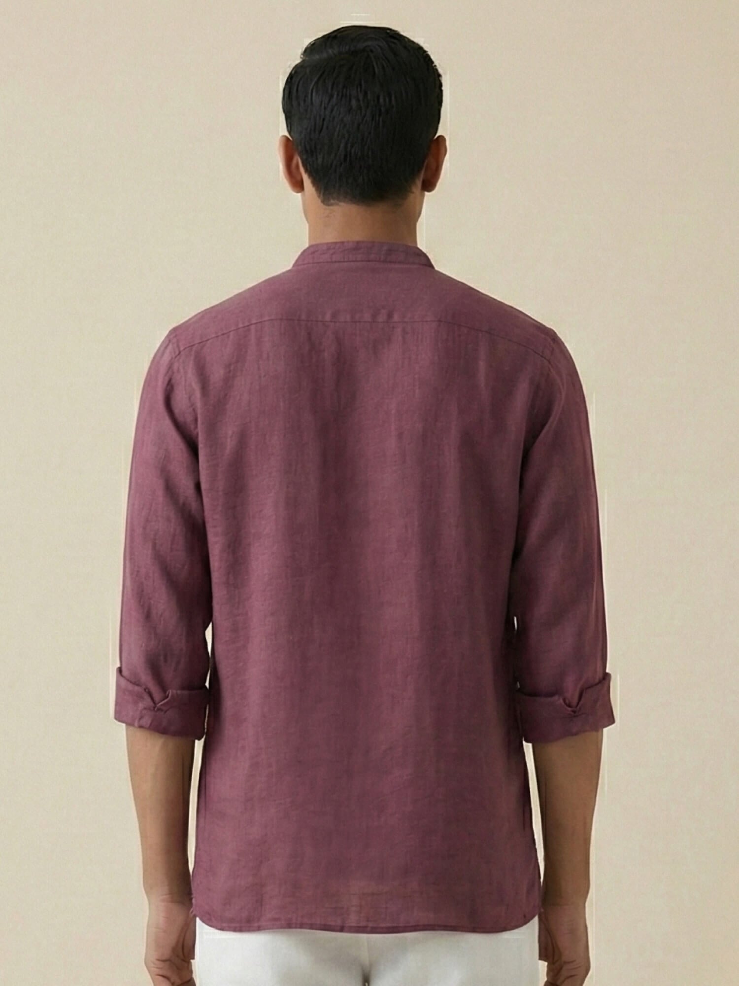 Vintage Plum 100% Pure Linen Classic Short Kurta