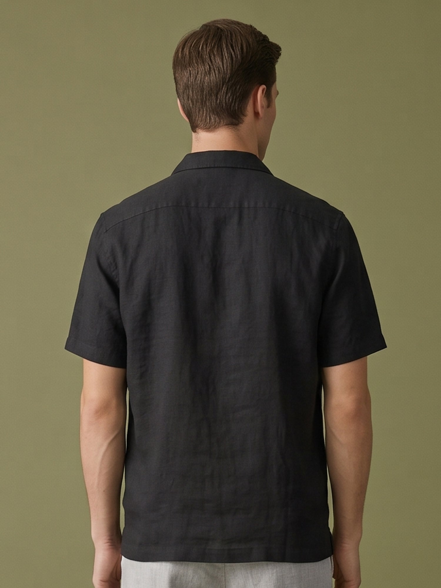 Black Polo 100% Pure Linen