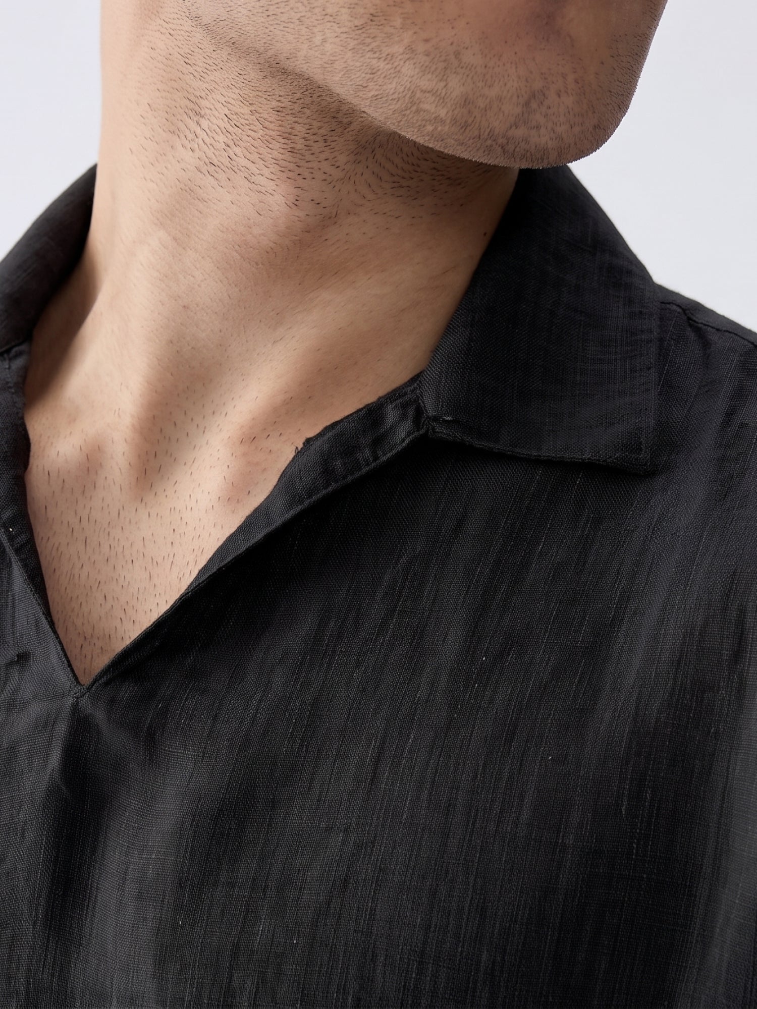Black Polo 100% Pure Linen