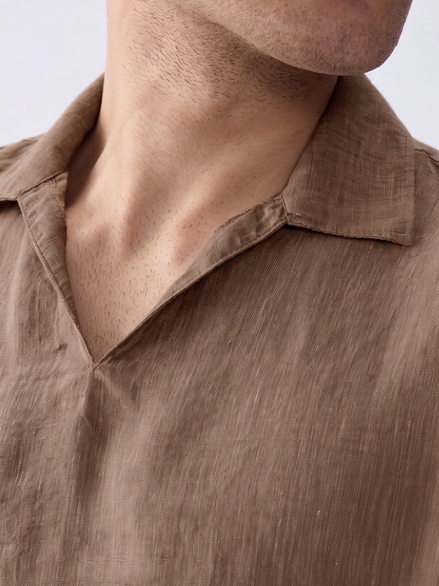 Earth Brown Polo 100% Pure Linen