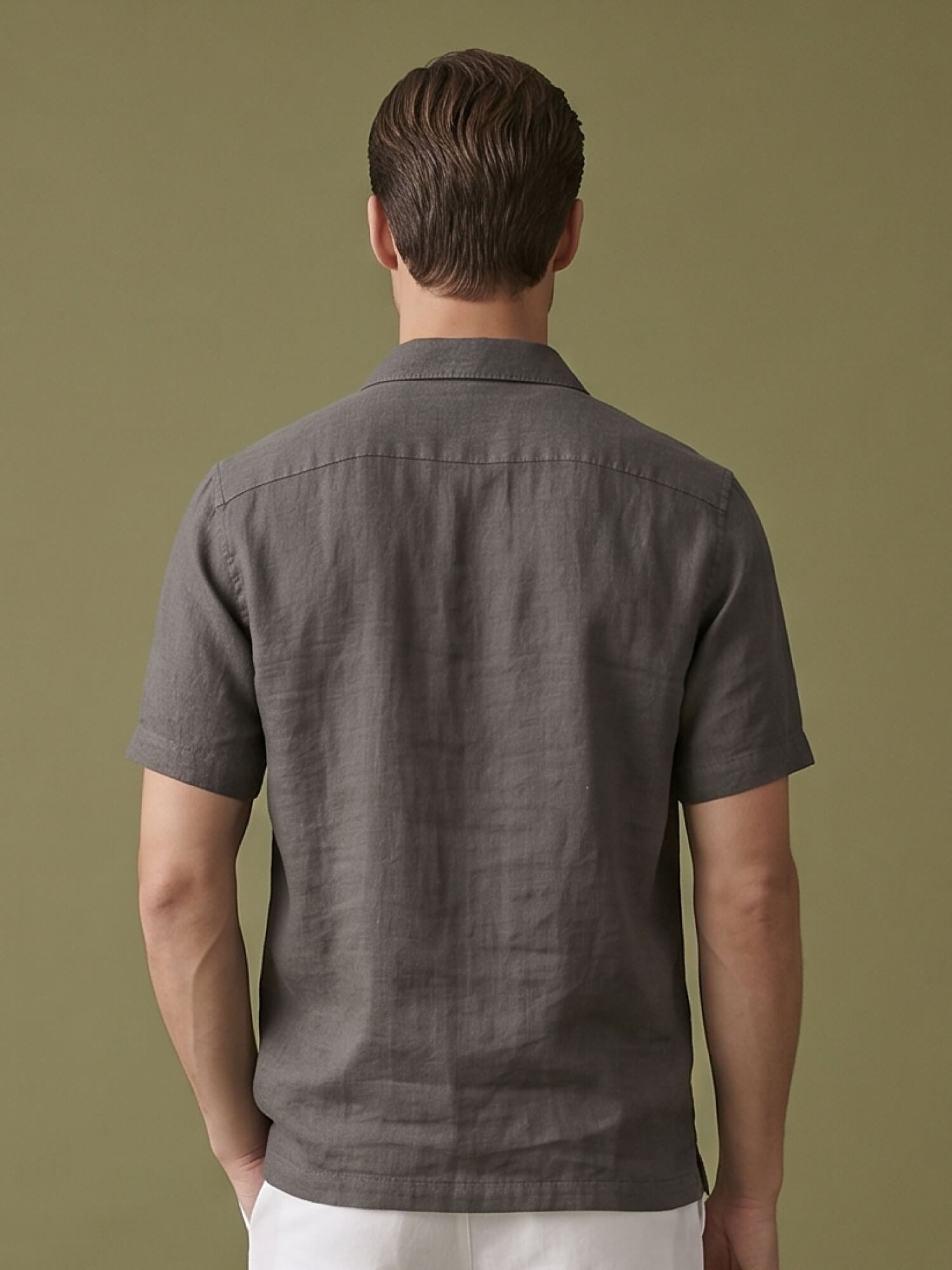 Charcoal Gray Polo 100% Pure Linen