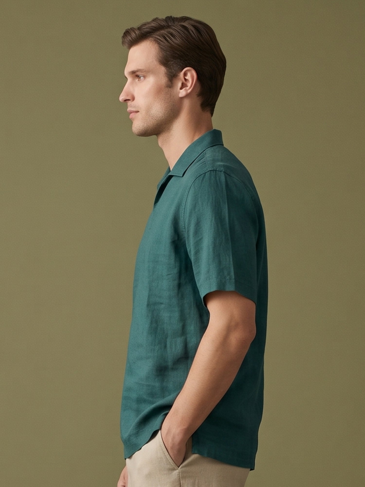 Forest Teal Polo 100% Pure Linen