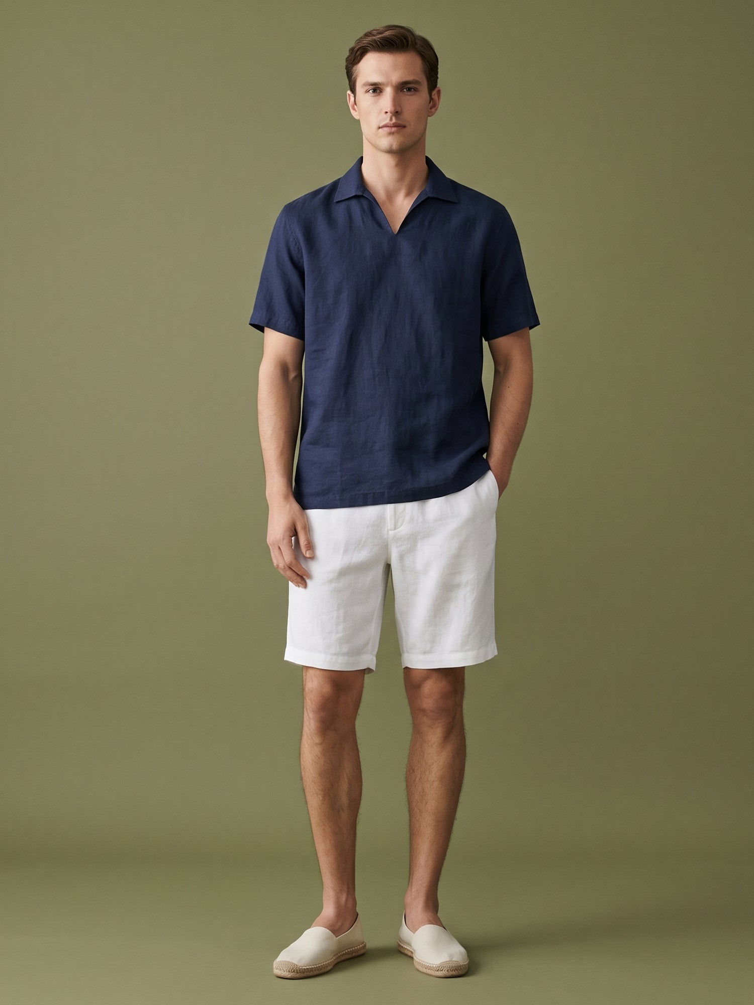 Navy Polo 100% Pure Linen