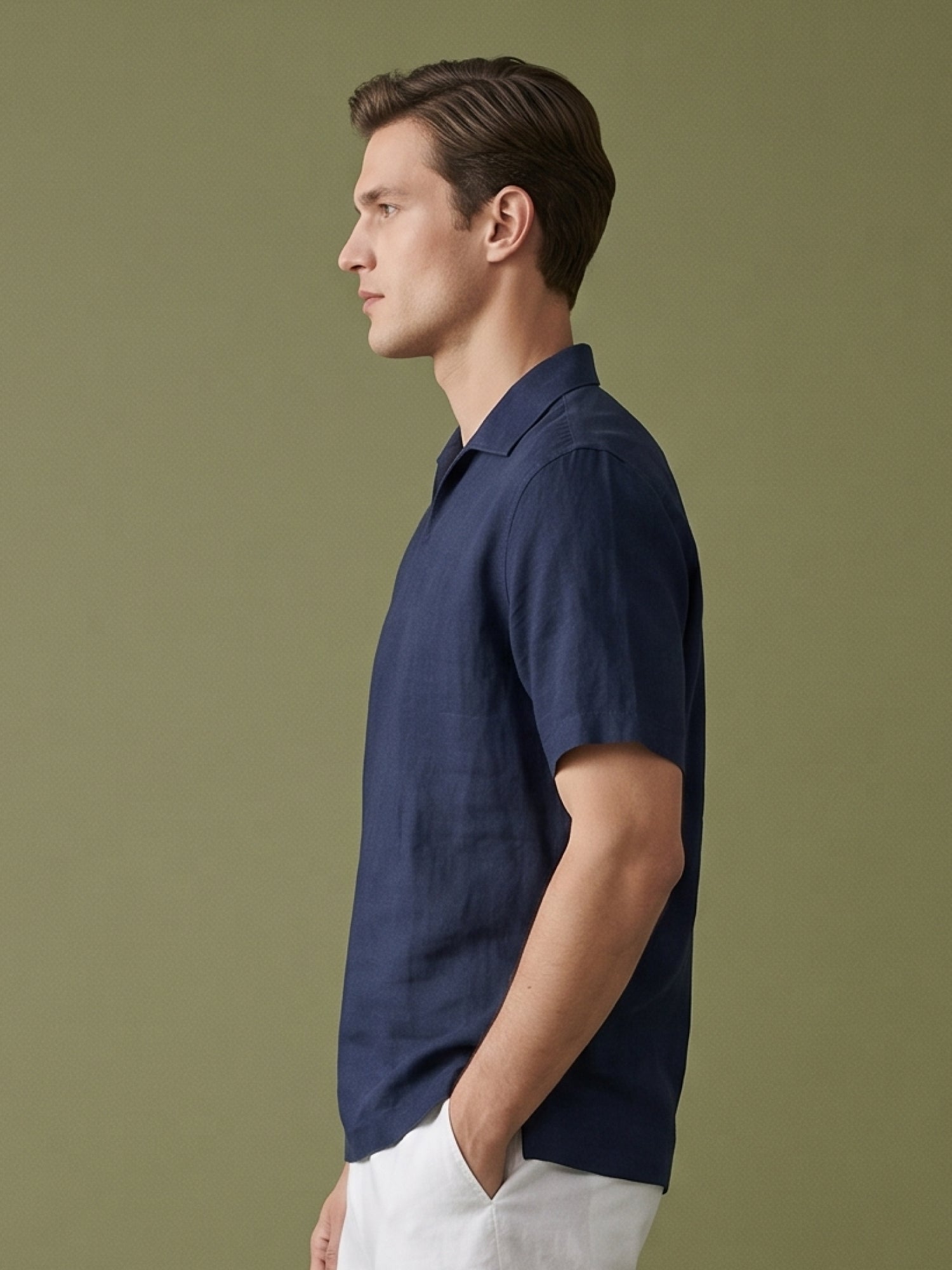 Navy Polo 100% Pure Linen