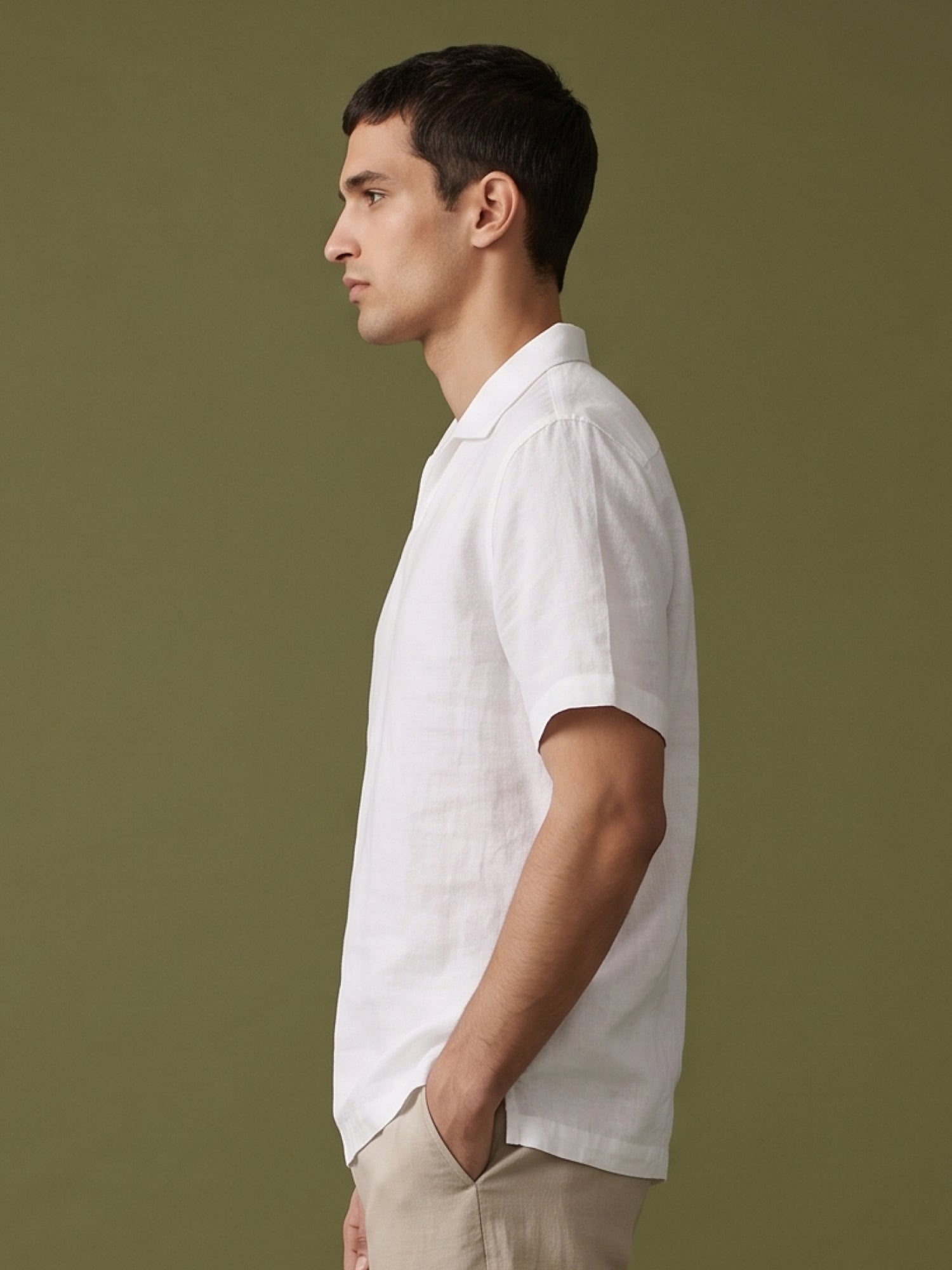White Polo 100% Pure Linen