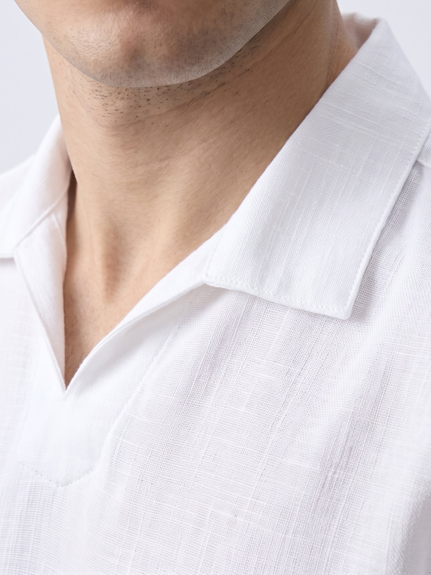 White Polo 100% Pure Linen