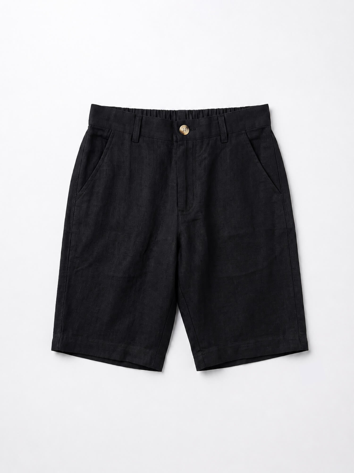 Black 100% Pure Linen Everyday Shorts