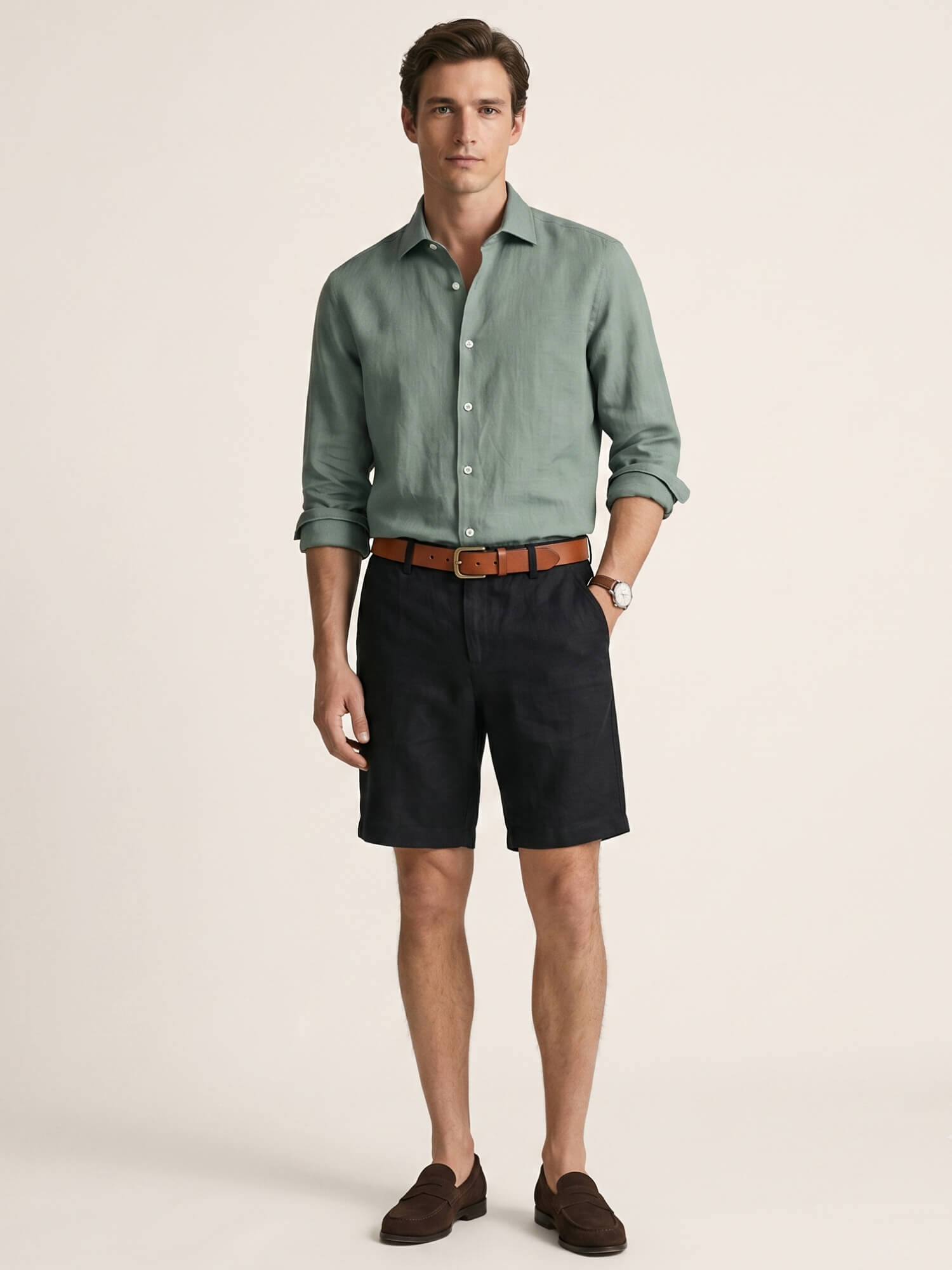 Black 100% Pure Linen Everyday Shorts