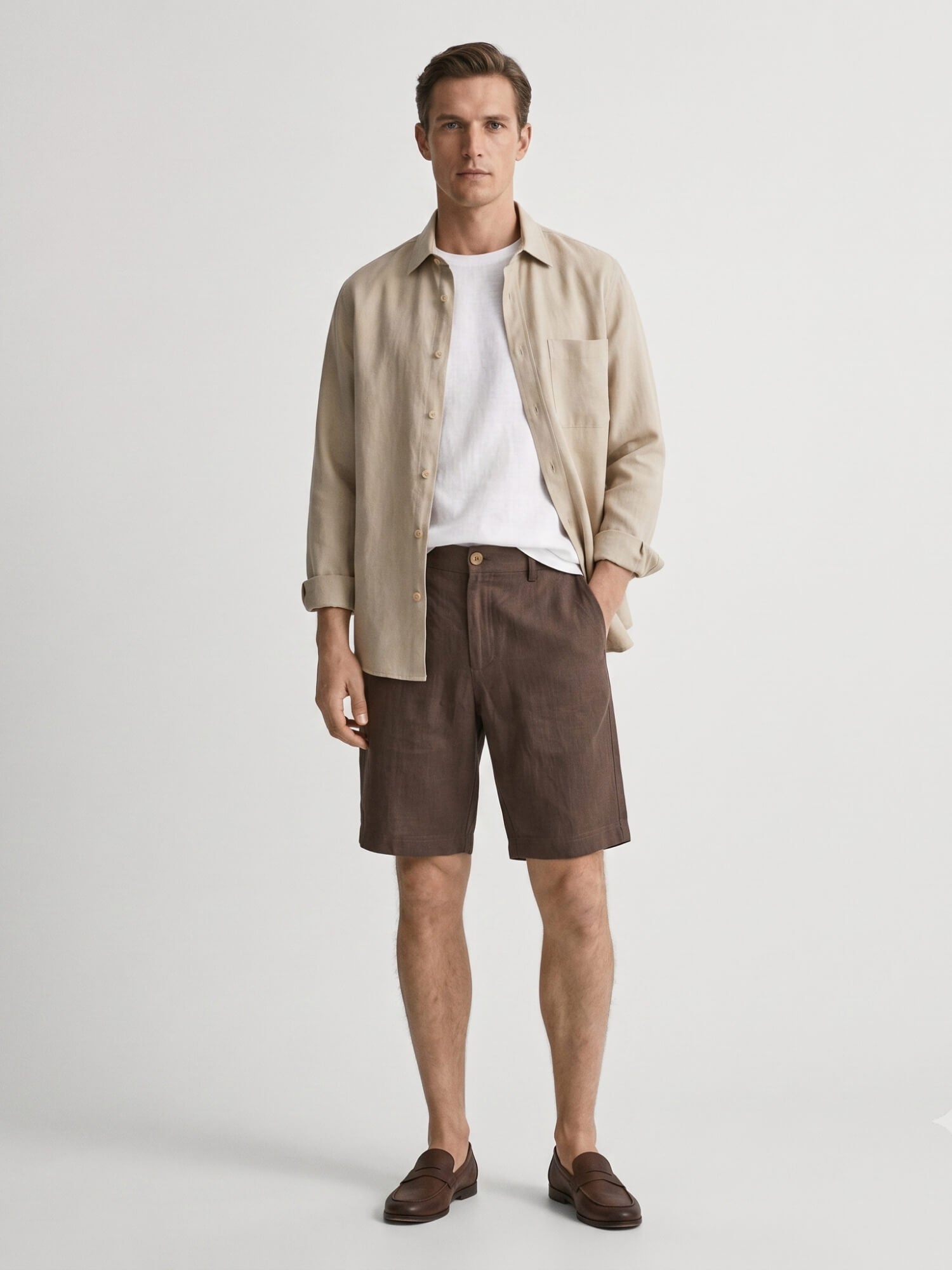 Cocoa Brown 100% Pure Linen Everyday Shorts