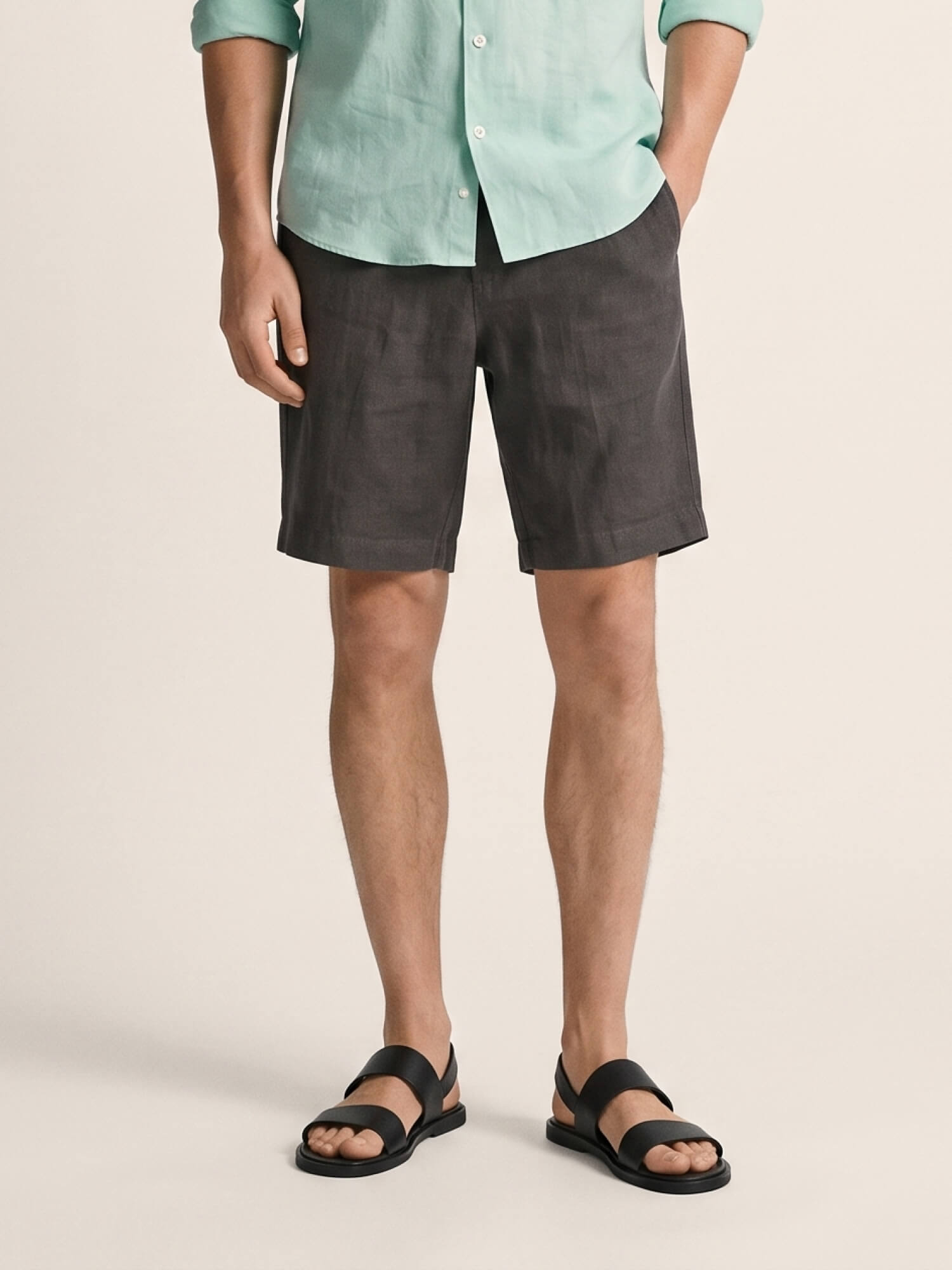 Charcoal Gray 100% Pure Linen Everyday Shorts