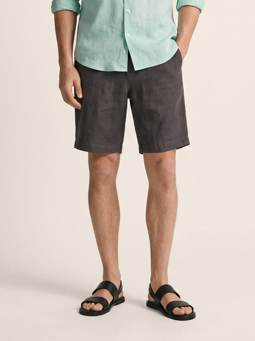 Charcoal Gray 100% Pure Linen Everyday Shorts