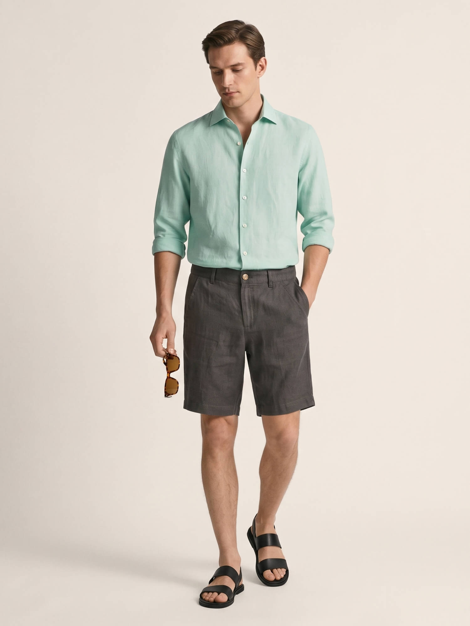 Charcoal Gray 100% Pure Linen Everyday Shorts