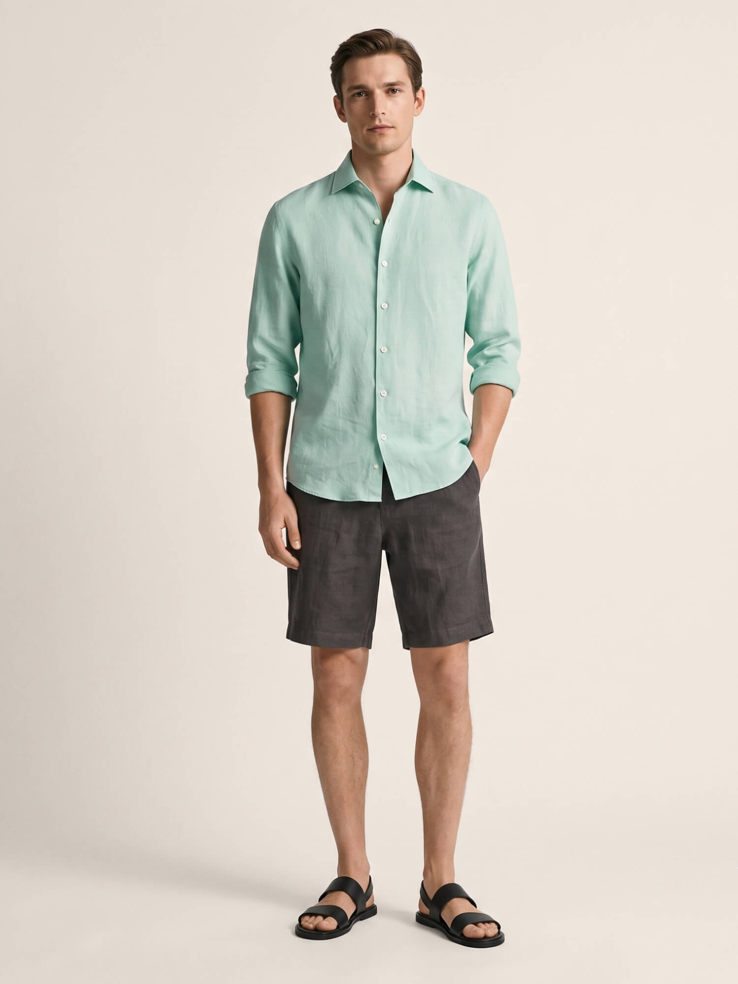 Charcoal Gray 100% Pure Linen Everyday Shorts