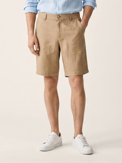 Khaki 100% Pure Linen Everyday Shorts