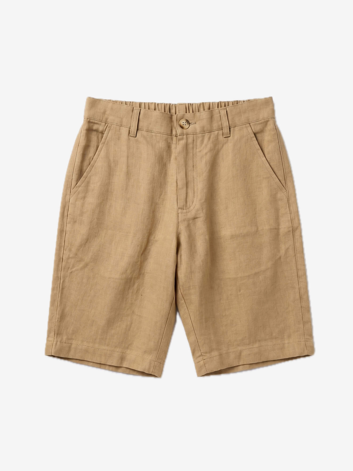Khaki 100% Pure Linen Everyday Shorts