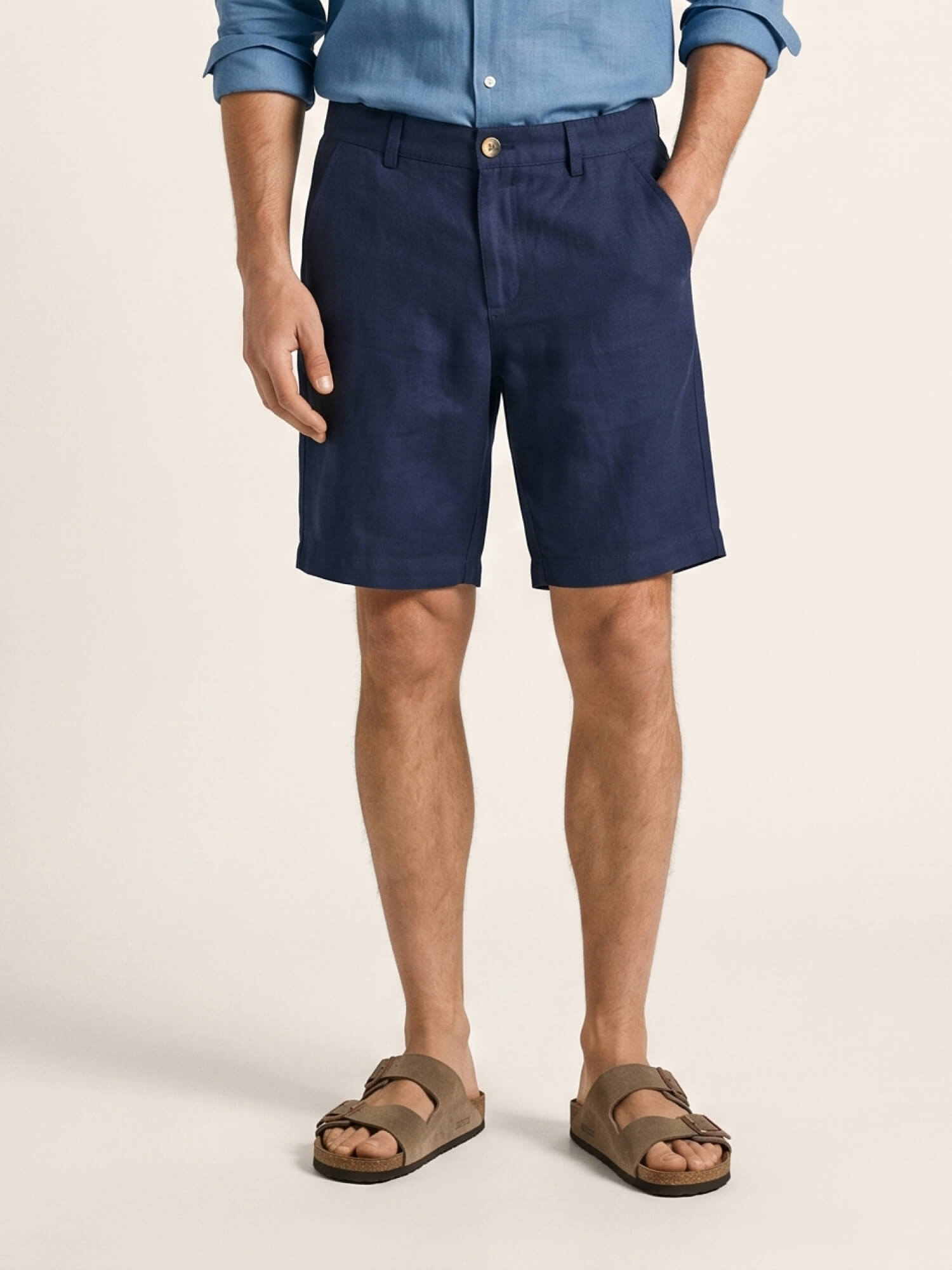Navy 100% Pure Linen Everyday Shorts