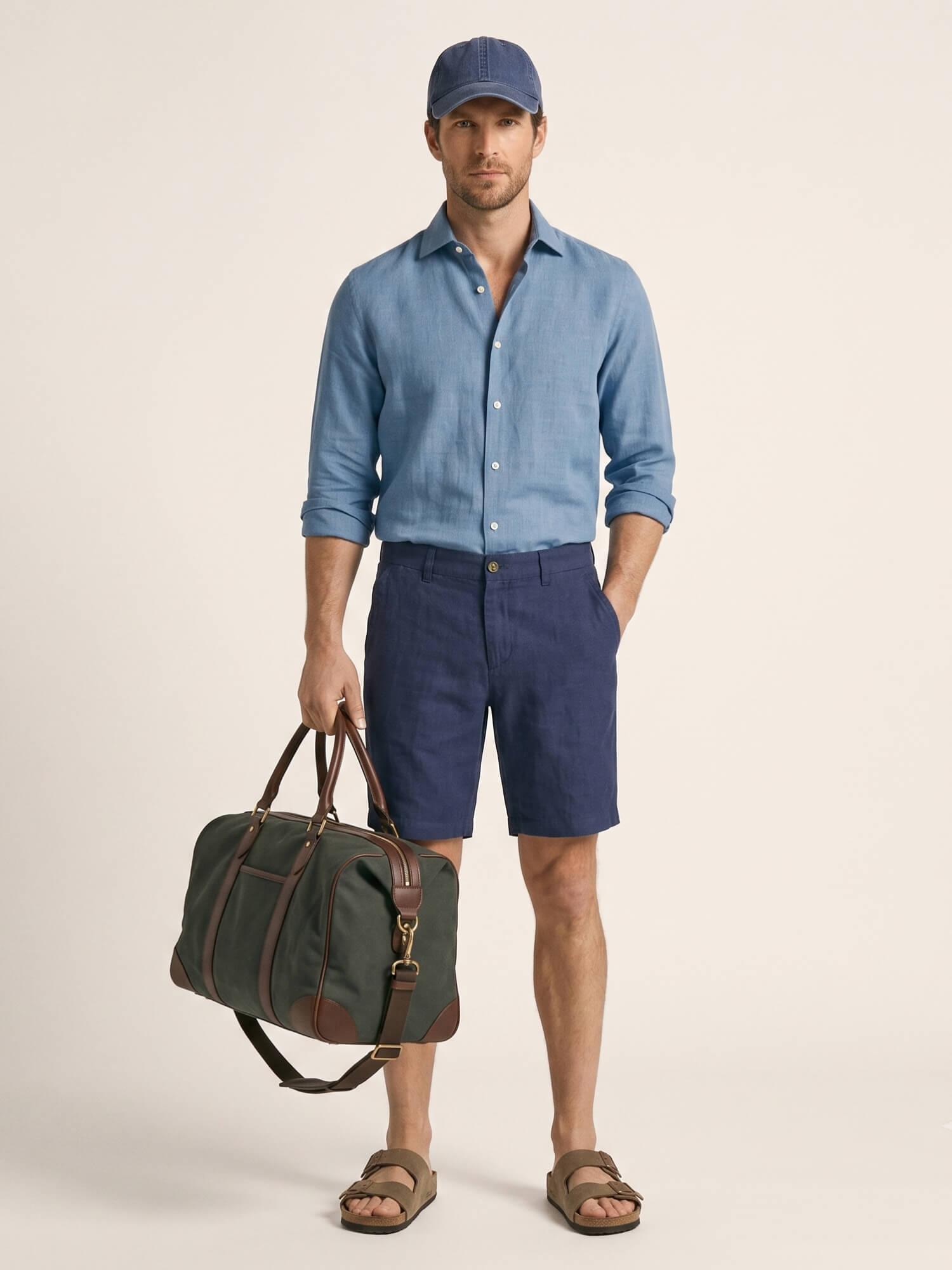 Navy 100% Pure Linen Everyday Shorts