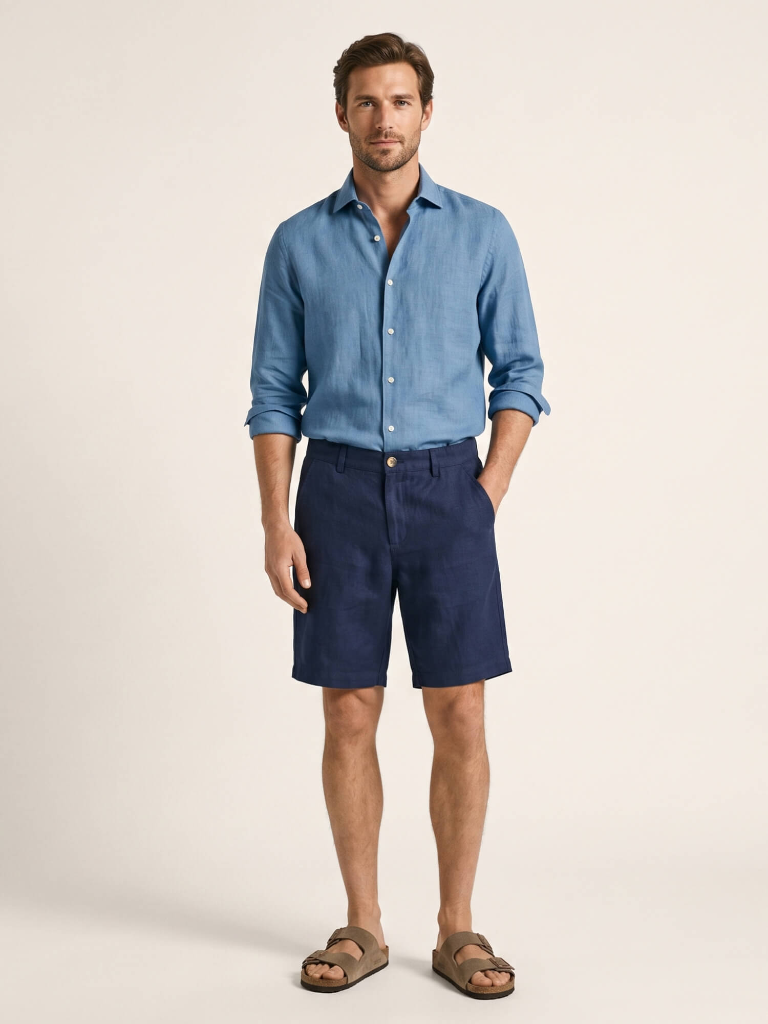 Navy 100% Pure Linen Everyday Shorts