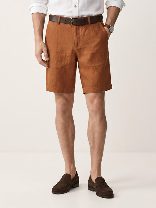 Amber Orange 100% Pure Linen Everyday Shorts