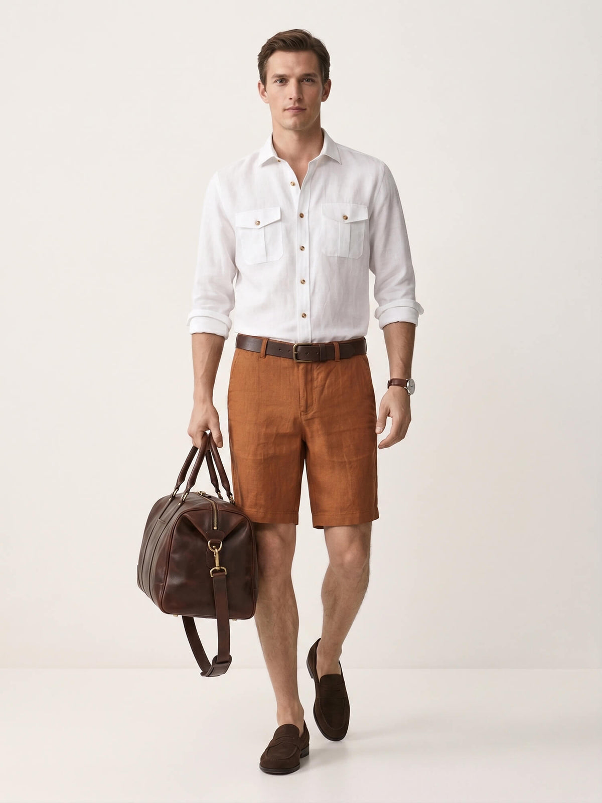 Amber Orange 100% Pure Linen Everyday Shorts
