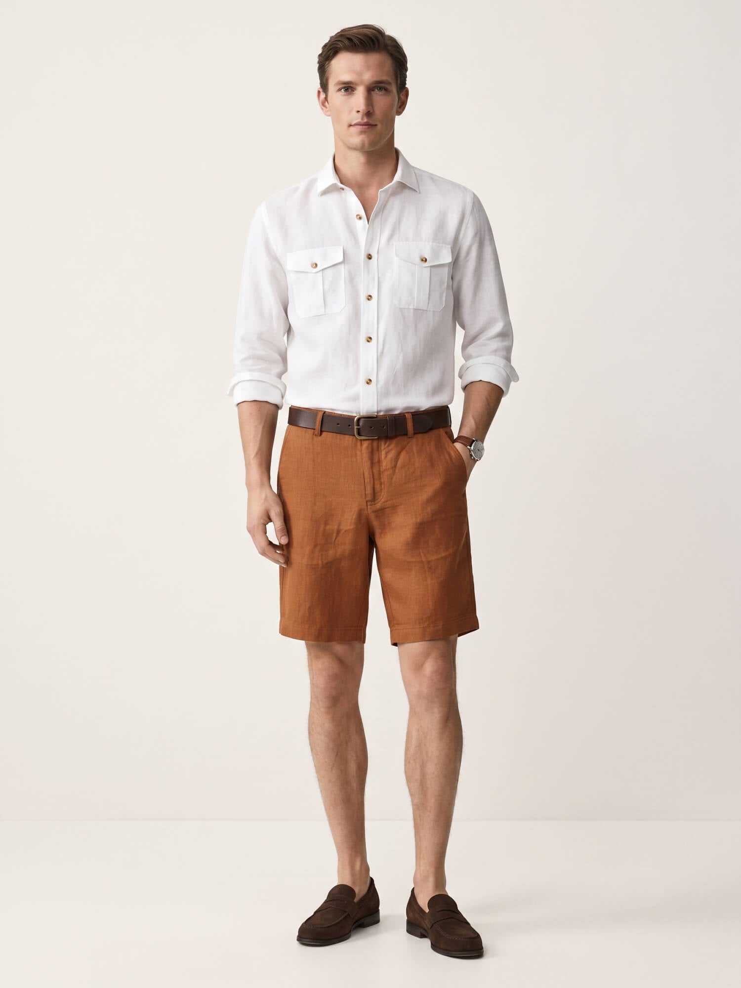 Amber Orange 100% Pure Linen Everyday Shorts