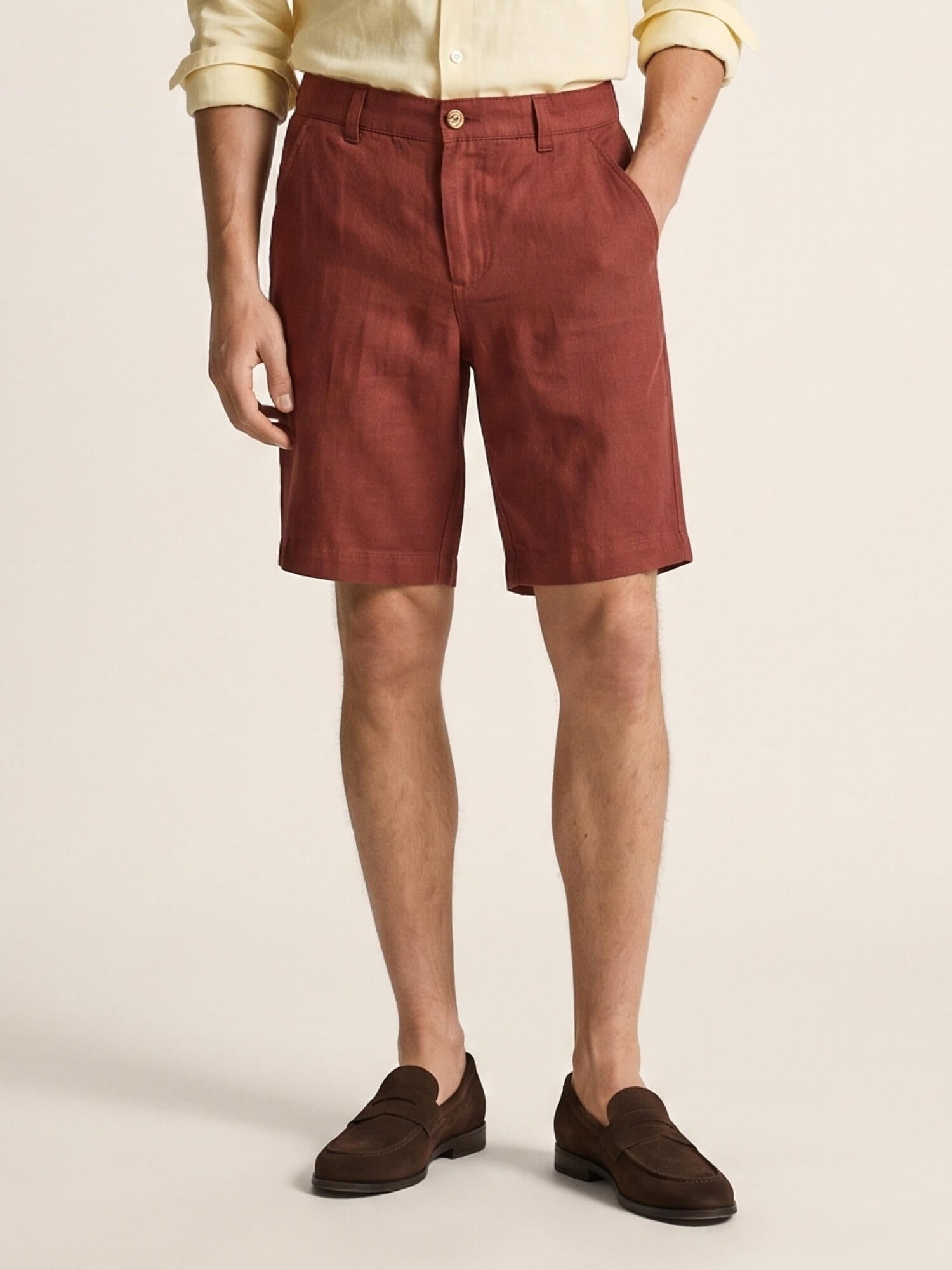 Brick Red 100% Pure Linen Everyday Shorts