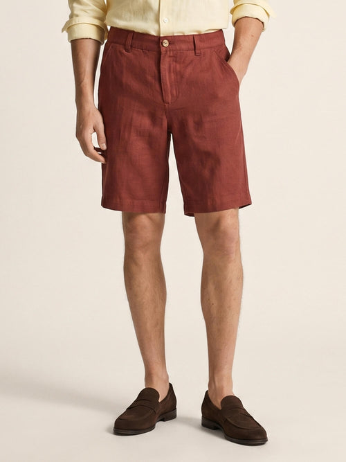 Brick Red 100% Pure Linen Everyday Shorts